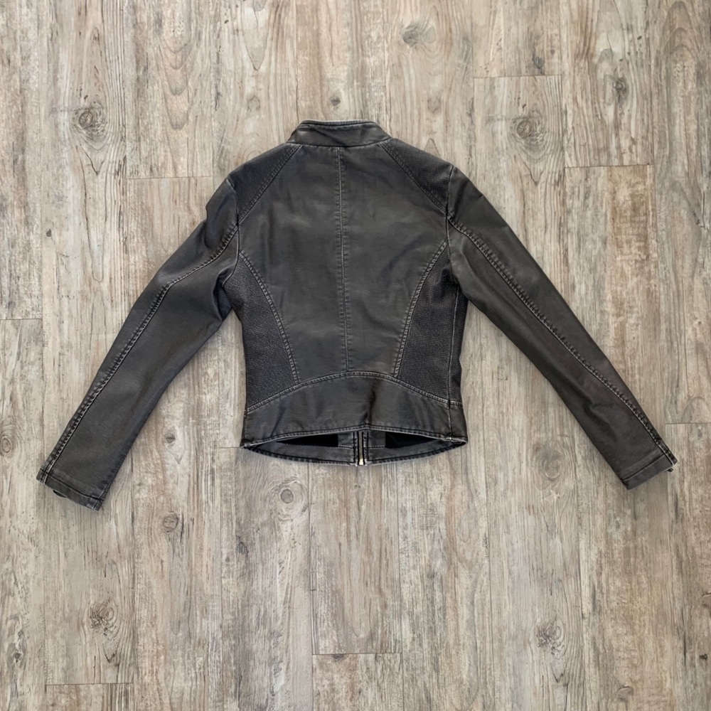 Fleece lined motto jacket w/gold zippers - Picture 2 of 6